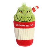 Grinchmas Cup plush from Aurora's Dr. Seuss Collection, featuring the Grinch in a cozy cup, perfect for holiday decor.